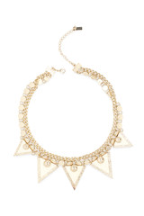 gold necklace with triangles isolated on white