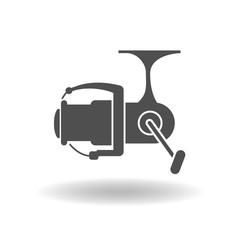 The isolated silhouettes of fishing reels spinning