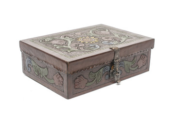 leather Casket with a pattern isolated on white