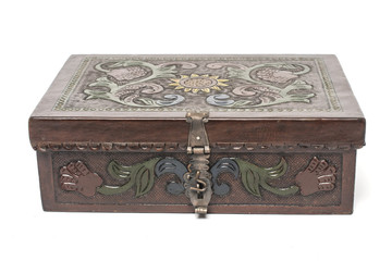 leather Casket with a pattern isolated on white