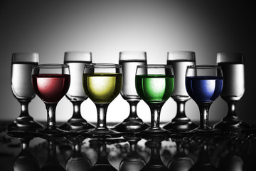 Colorful glass on a dark background