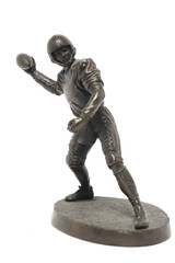bronze sculpture of a football player