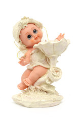 statuette of a little girl isolated on white