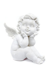 cherub statuette isolated on white - 98522928