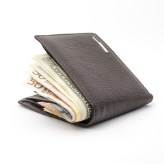 wallet with money isolated on white
