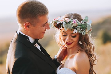 portrait of a girl and couples looking for a wedding dress, a pi