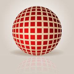 Abstract sphere with grid pattern vector illustration.