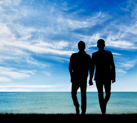 Silhouette of two gay men