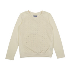 female beige sweater with rhinestones isolated on white