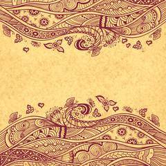 Handmade Abstract pattern background in Zen-doodle style on grunge beige