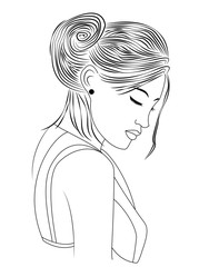 A beautiful girl vector isolated on white, profilo di ragazza su fondo bianco vettoriale