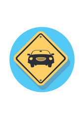 car sign circle icon with shadow