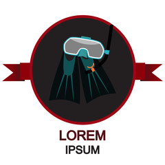 Mask and flippers for diving icon