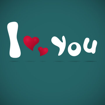 Valentine I Love You Vector Lettering stylish text