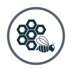 Obraz premium Comb with bee icon