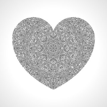 intricate pattern gray design heart mehendi