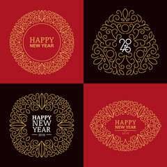  New Year badges and labels for greeting cards or gift tags.