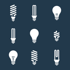 Light bulbs. Bulb icon set. Isolated on white background. Electr