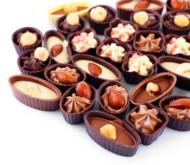 Chocolate sweets isolated on white