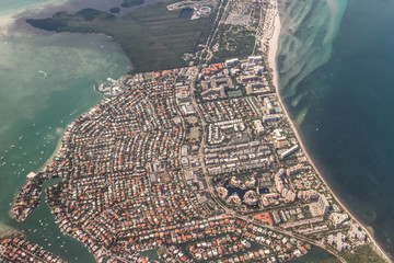 miami beach aerial view with residential zone