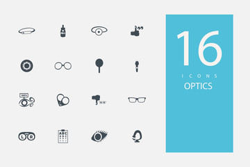 collection of icons in style flat gray color on  topic eyesight