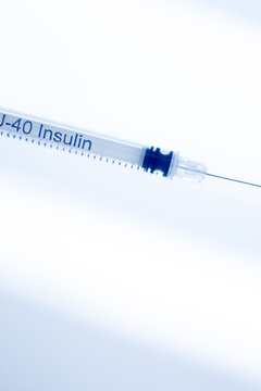 Phials of insulin medication U-40 syringe