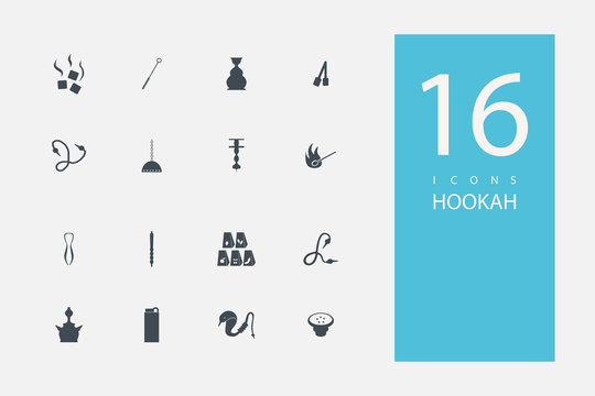 collection of icons in style flat gray color on topic hookah parts