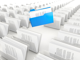 Blue folders in a row