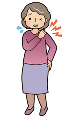 肩の痛み　高齢者　女性