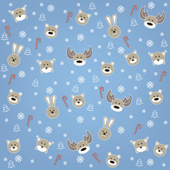 Christmas background with wild animals