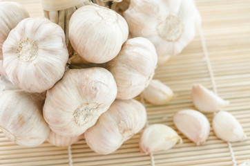 Close up Organic garlic.