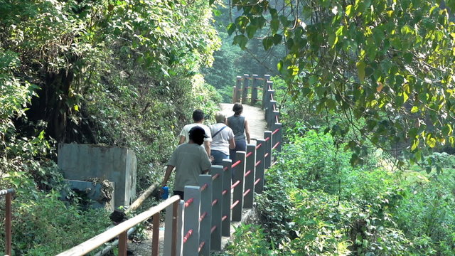 People trekking in jungle, super slow motion 120fps
