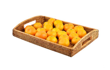 Mandarin on wickered tray