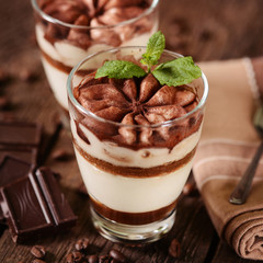 Tiramisu dessert in glass