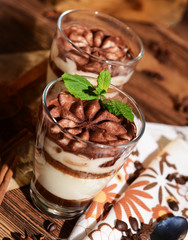 Tiramisu dessert in glass