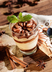 Tiramisu dessert in glass