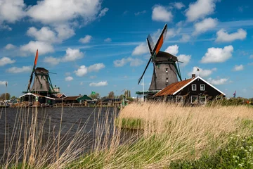Fotobehang Molens Windmolen, Hollands platteland