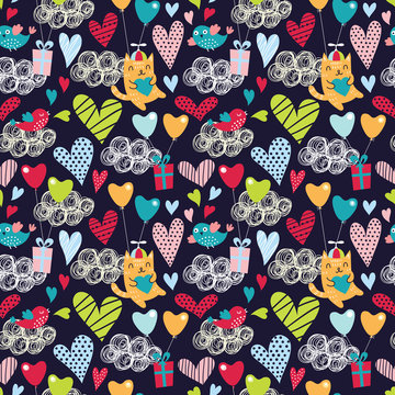 Fototapeta Romantic seamless pattern. Valentine background