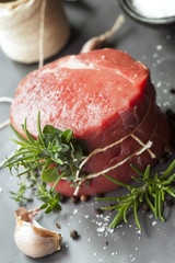 Raw Beef Fillet Steak with Herbs