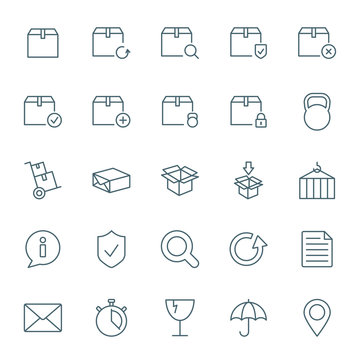 Cargo and shipping vector icons set