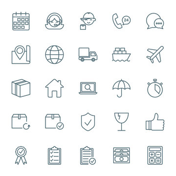 Logistics and shipping vector icons set