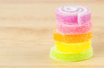 Jelly sweet, flavor fruit, candy dessert colorful.