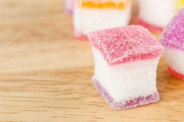 Jelly sweet, flavor fruit, candy dessert colorful.