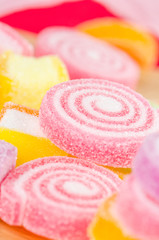 Jelly sweet, flavor fruit, candy dessert colorful.