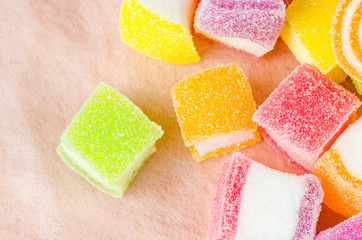 Jelly sweet, flavor fruit, candy dessert colorful.