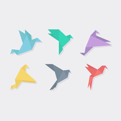 Fototapeta na wymiar Origami bird vector illustration of flat