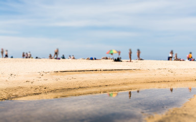 Abstract of blurred people on the beach