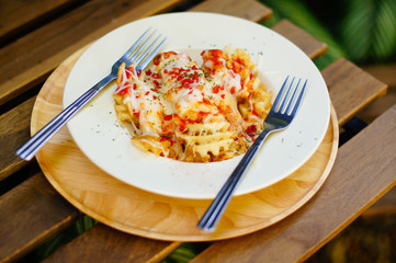 Cheesy Waffle Fried including potato and cheese