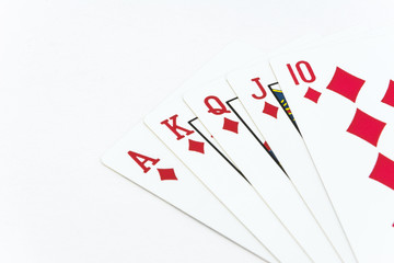 Playing cards on a white background