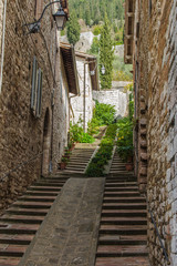 Fototapeta na wymiar Old street in Gubbio, Italy